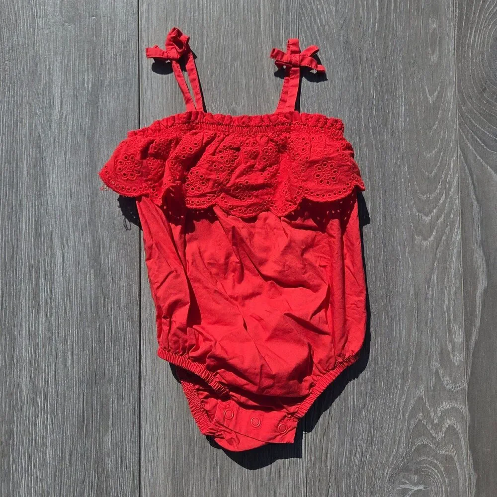 Carter's Red Eyelet Strap Baby One-Piece